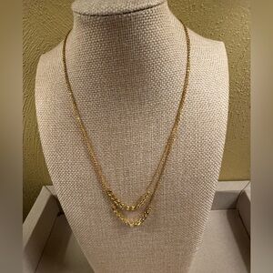 Gold Toned Layered Double Chain Necklace